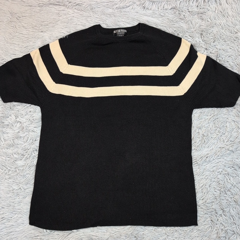 Vintage Oliver Perry Sweater Womens 2X Black Silk Blend Comfort Soft Preppy‎